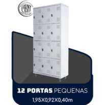 Armário Roupeiro de Aço c/ 12 Portas PEQUENAS – 1,95×0,92×0,40m – SA – CZ/CZ – 14001 MÓVEIS PRECITO Roupeiro de Aço