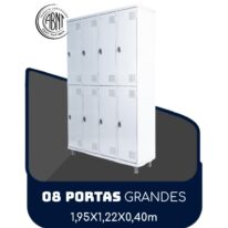 Armário Roupeiro de Aço c/ 08 Portas GRANDES – 1,95×1,22×0,40m – SA – CZ/CZ – 14003 MÓVEIS PRECITO Roupeiro de Aço