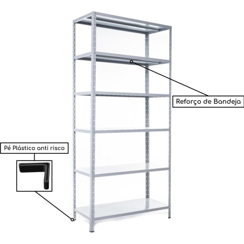 Estante de Aço com 06 Bandejas 40cm (22/18) – 1,98×0,92×0,40m – SA – 11031 MÓVEIS PRECITO Estante de Aço 4