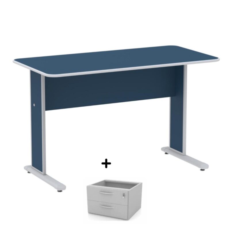 Mesa Escritório 1,20×0,60m c/ Gavetas – Cor Azul – 44085 MÓVEIS PRECITO Linha 15 mm 2