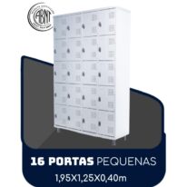 Armário Roupeiro de Aço c/ 16 Portas PEQUENAS – 1,95×1,25×0,40m – SA – CZ/CZ – 14000 MÓVEIS PRECITO Roupeiro de Aço