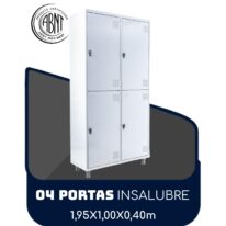 Roupeiro de Aço INSALUBRE com 04 Portas – 1,95×1,00×0,40m – CZ/CZ – SA – 14006 MÓVEIS PRECITO Roupeiro de Aço