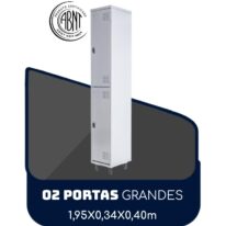 Armário Roupeiro de Aço c/ 02 Portas GRANDES – 1,95×0,34×0,40m – SA – CZ/CZ – 14007 MÓVEIS PRECITO Roupeiro de Aço