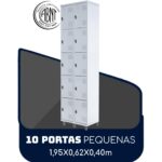 Armário Roupeiro de Aço c/ 10 Portas PEQUENAS – 1,95×0,62×0,40m – SA – CZ/CZ – 14010 MÓVEIS PRECITO Roupeiro de Aço 6