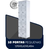 Armário Roupeiro de Aço c/ 10 Portas PEQUENAS – 1,95×0,62×0,40m – SA – CZ/CZ – 14010 MÓVEIS PRECITO Roupeiro de Aço