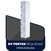 Armário Roupeiro de Aço c/ 04 Portas PEQUENAS 1,95×0,34×0,40m PEQUENAS – SA – CZ/CZ – 14011 MÓVEIS PRECITO Roupeiro de Aço