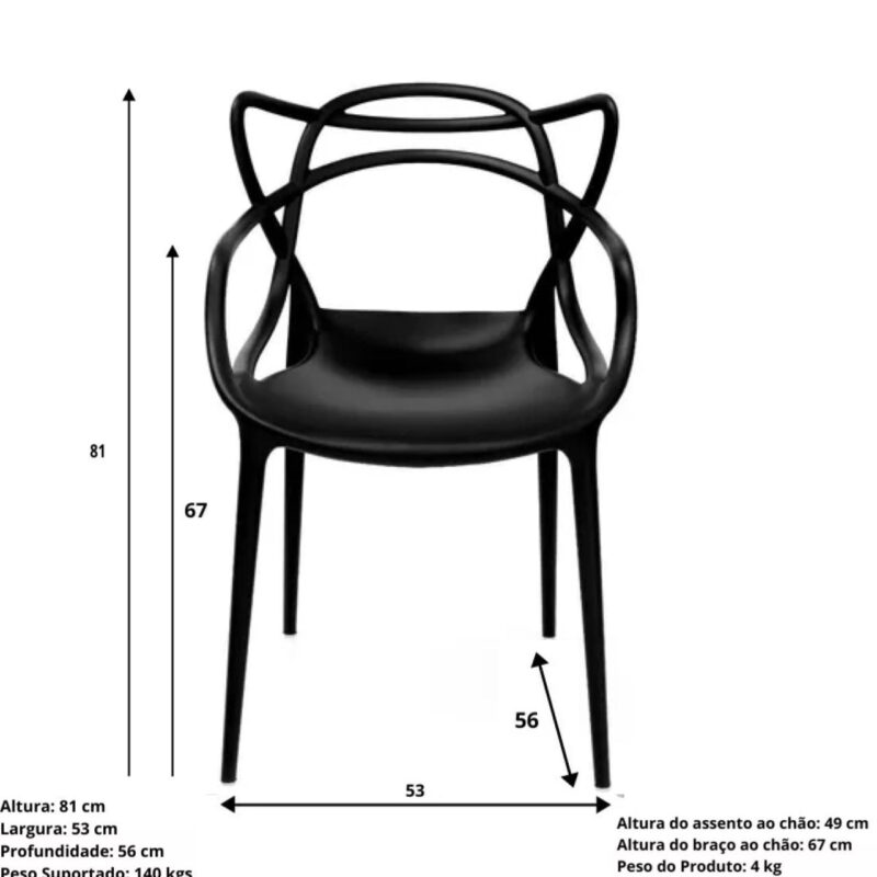 Cadeira Interlocutor OSLO para Escritório ou Jantar – Polipropileno – Cor Preto – 48005 MÓVEIS PRECITO Cadeiras Fixas 5