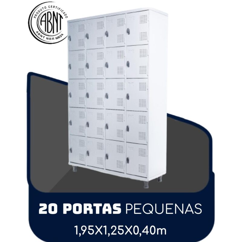 Roupeiro de Aço 20 portas Pequenas – 1,95×1,25×0,40m – CZ/CZ – SA – 14004 MÓVEIS PRECITO Roupeiro de Aço 2