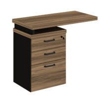 Mesa AUXILIAR c/ 03 Gavetas Pedestal NOGAL SEVILHA/PRETO – 21421 MÓVEIS PRECITO Linha 40 mm