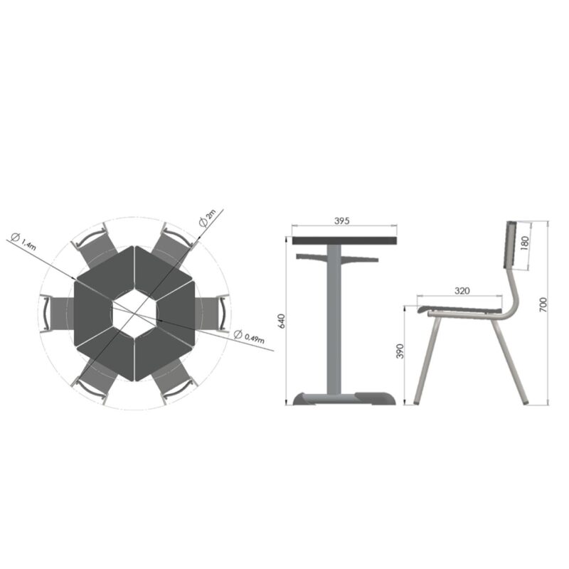 Conjunto HEXAGONAL Mesas e Cadeiras – 06 A 09 anos – INFANTO JUVENIL 42000 MÓVEIS PRECITO Conjunto Escolar 6