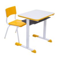 Kit Escolar Individual AMARELO – (Mesa e Cadeira) – JUVENIL – MDF – COR AMARELO – 40094 MÓVEIS PRECITO Conjunto Escolar