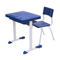 Kit Escolar Individual AZUL – (Mesa e Cadeira) – JUVENIL 06 a 09 Anos 40999 MÓVEIS PRECITO Conjunto Escolar