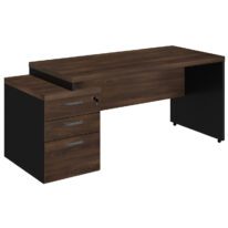 Mesa PEDESTAL RETA (03 Gavetas) 1,92X0,70m Marsala/Preto – 23485 MÓVEIS PRECITO Linha 30 mm