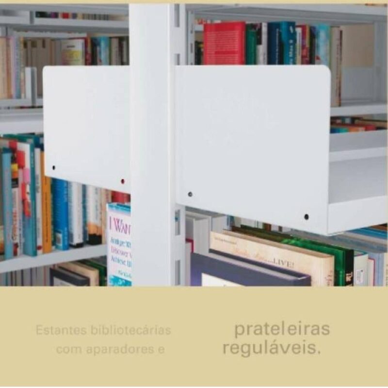 Estante Biblioteca de PAREDE com 06 Bandejas – 1,98×0,92×0,30m – NOBRE – 11108 MÓVEIS PRECITO Estante de Aço 5