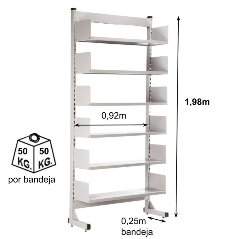 Estante Biblioteca de PAREDE com 06 Bandejas – 1,98×0,92×0,30m – NOBRE – 11108 MÓVEIS PRECITO Estante de Aço 3