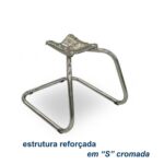 Cadeira Executiva COSTURADA Base em “S” Cromada – Corino Preto 31016 MÓVEIS PRECITO Cadeiras Fixas 11