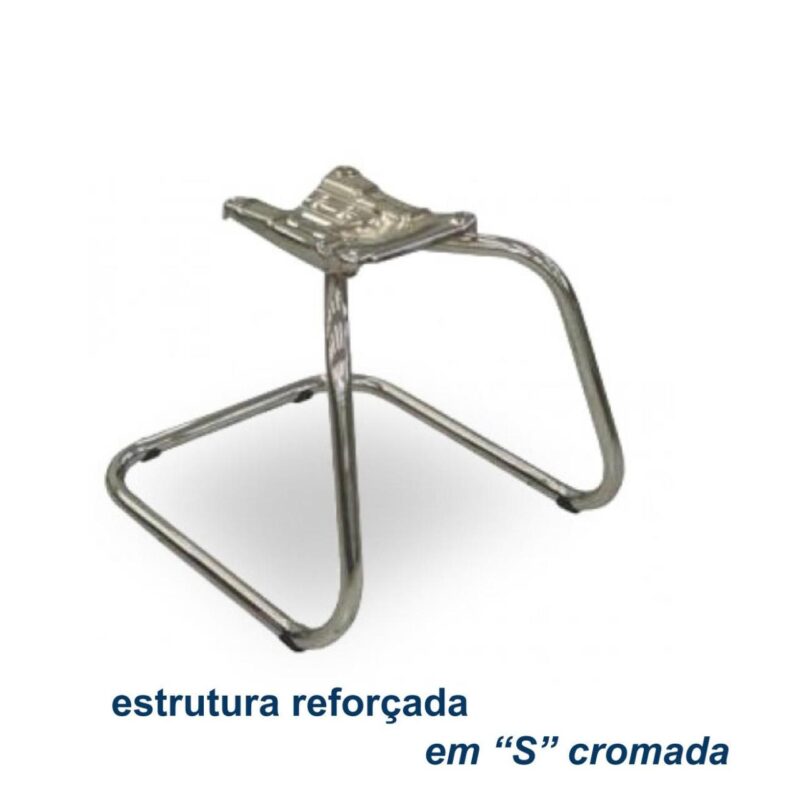 Cadeira Executiva COSTURADA Base em “S” Cromada – Corino Preto 31016 MÓVEIS PRECITO Cadeiras Fixas 6