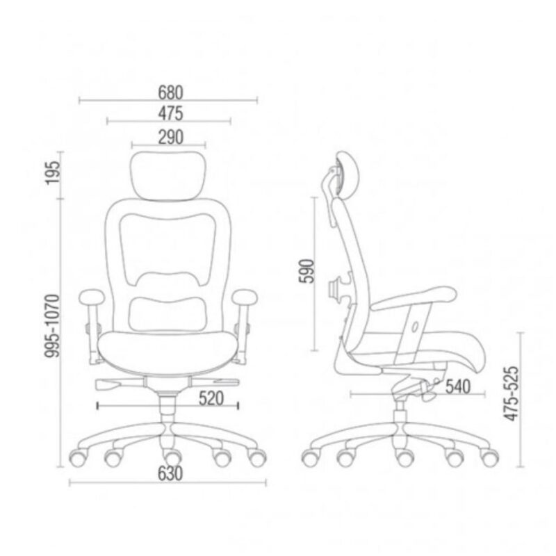 Poltrona Presidente TELA – MK-4002 – New Ergon – Cor Preta – 30014 MÓVEIS PRECITO Cadeira de Tela 5