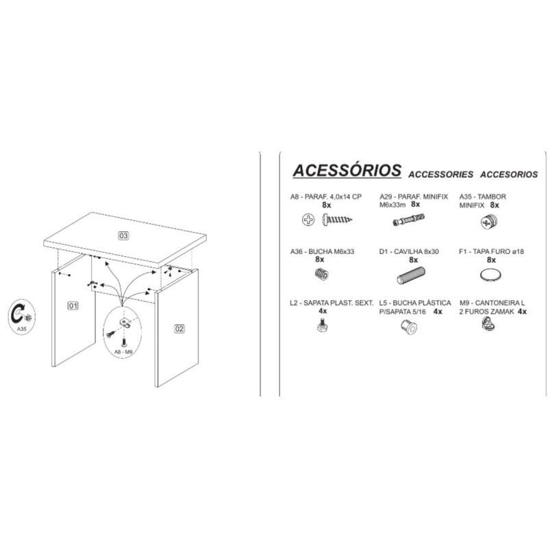 Mesa de Escritório 1,50×0,60m Sem Gavetas NOGAL SEVILHA/PRETO – 21472 MÓVEIS PRECITO Linha 40 mm 7