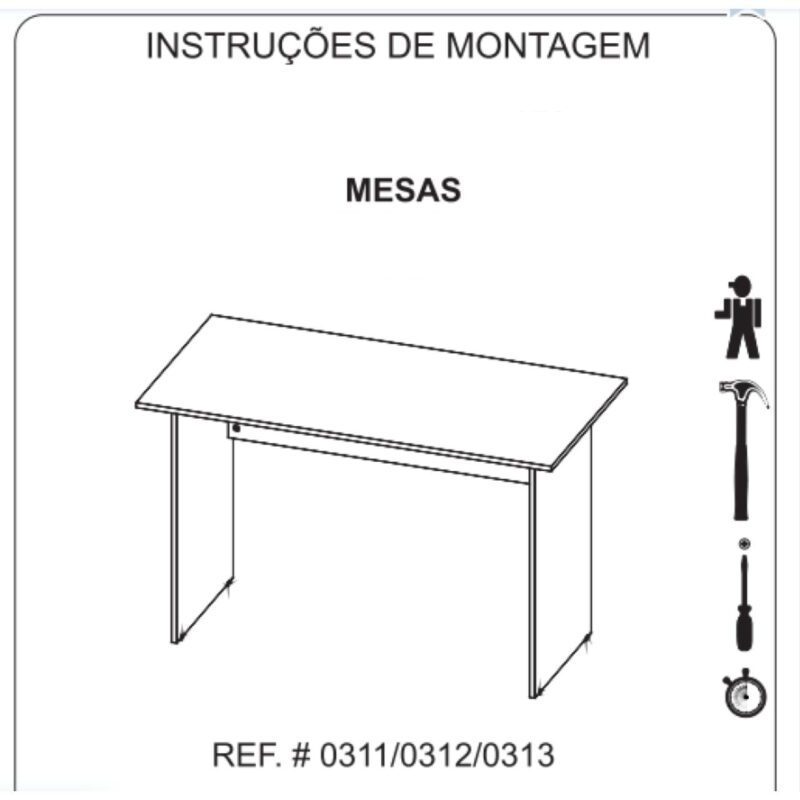 Mesa de Escritório 1,50×0,60m Sem Gavetas NOGAL SEVILHA/PRETO – 21472 MÓVEIS PRECITO Linha 40 mm 4