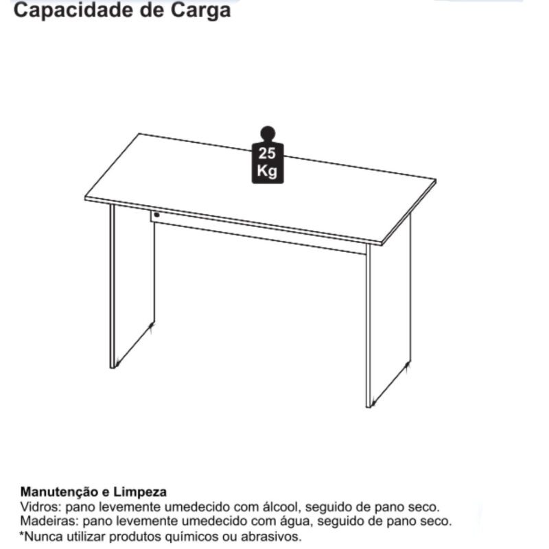 Mesa de Escritório 1,50×0,60m Sem Gavetas NOGAL SEVILHA/PRETO – 21472 MÓVEIS PRECITO Linha 40 mm 6