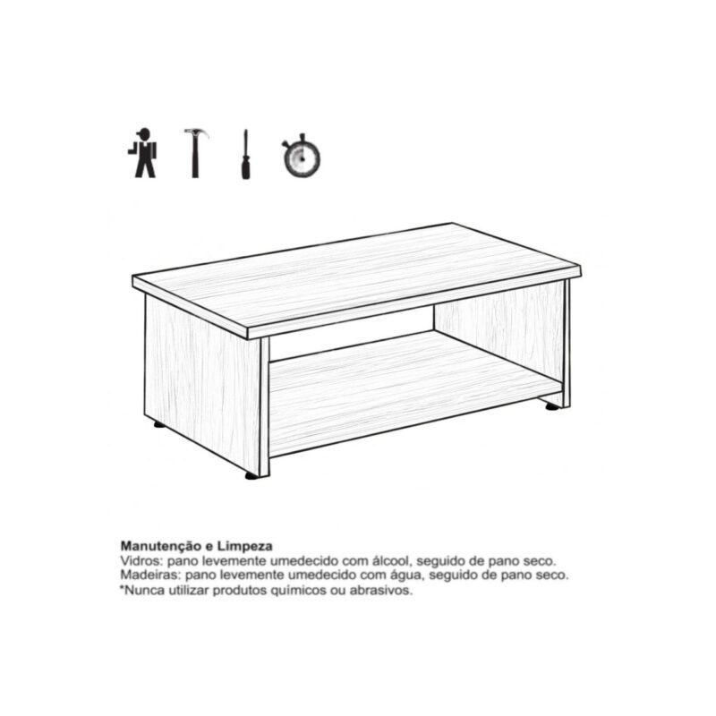 Mesa de Centro 0,90×0,50×0,35m – Nogal Sevilha 21431 MÓVEIS PRECITO Linha 40 mm 4