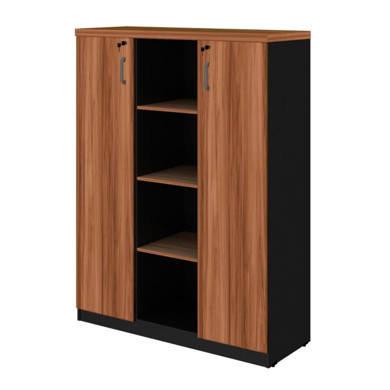 Armário Alto Credenza com Nicho – 1,61×1,20×0,45m NOGAL SEVILHA/PRETO – 21415 MÓVEIS PRECITO Linha 40 mm 7