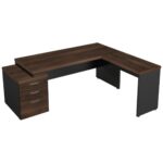 Mesa PEDESTAL com MESA AUXILIAR 1,92×1,60m – Marsala/Preto – 23484 MÓVEIS PRECITO Linha 30 mm 8