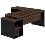 Mesa PEDESTAL com MESA AUXILIAR 1,92×1,60m – Marsala/Preto – 23484 MÓVEIS PRECITO Linha 30 mm 7