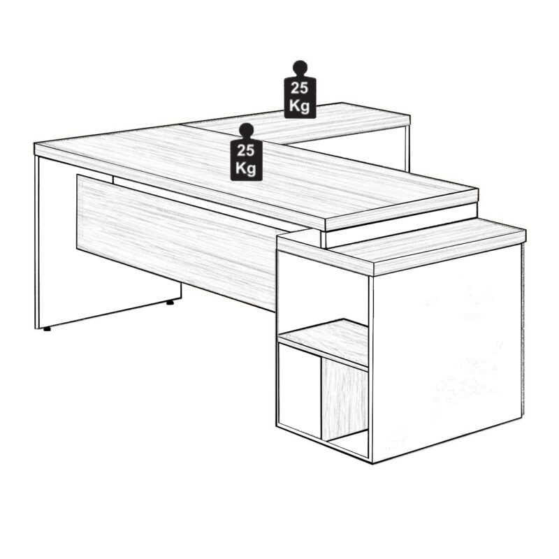 Mesa PEDESTAL com MESA AUXILIAR 1,92×1,60m – Marsala/Preto – 23484 MÓVEIS PRECITO Linha 30 mm 4