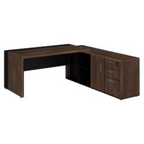 Mesa PRESIDENTE c/ Armário Pedestal – 1,82×1,80m MARSALA / PRETO – 23483 MÓVEIS PRECITO Linha 30 mm