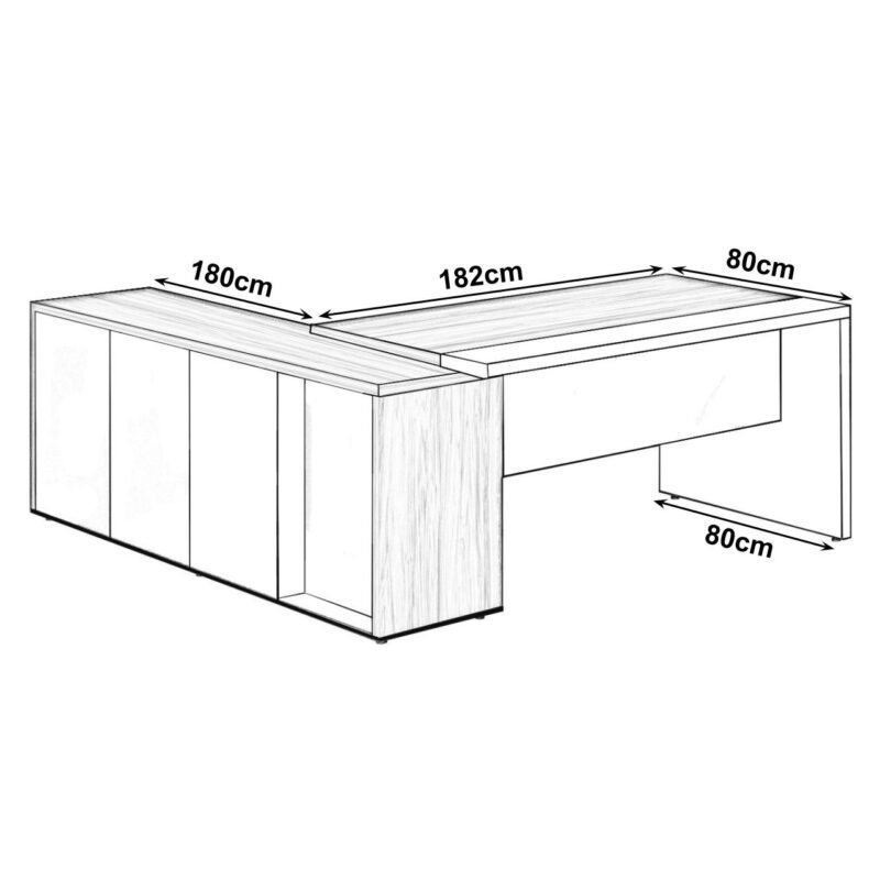 Mesa PRESIDENTE c/ Armário Pedestal – 1,82×1,80m MARSALA / PRETO – 23483 MÓVEIS PRECITO Linha 30 mm 4