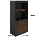 Armário Alto SEMI-ABERTO com 02 Portas – 1,60×0,80×0,45m MARSALA / PRETO – 51014 MÓVEIS PRECITO Linha 30 mm 9