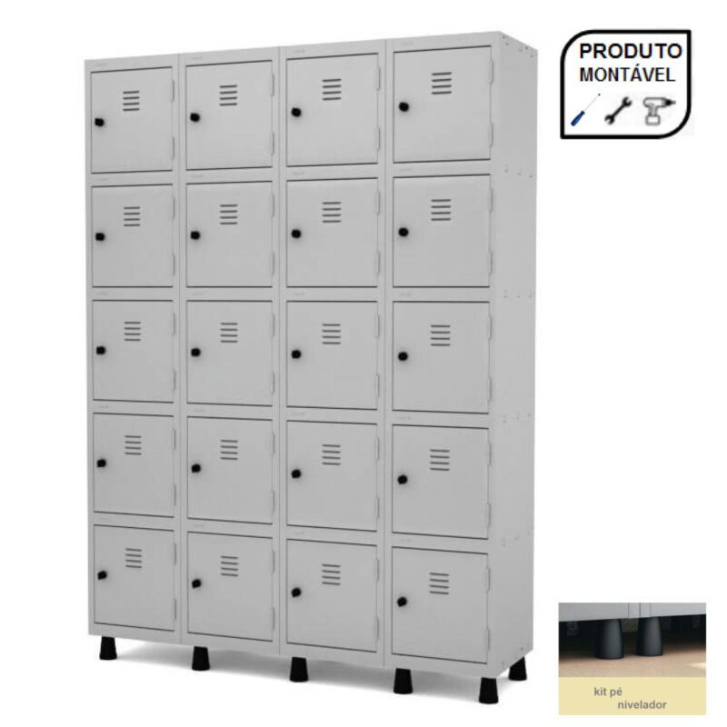 Armário Roupeiro de Aço com 20 Portas Pequenas – 1,93×1,70×0,40m – CZ/CZ – PANDIN – 10009 MÓVEIS PRECITO Roupeiro de Aço 8