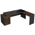 Mesa PEDESTAL VIDRO FUMÊ com MESA AUXILIAR – 1,92×1,60m MARSALA / PRETO – 23486 MÓVEIS PRECITO Linha 30 mm 9