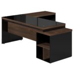 Mesa PEDESTAL VIDRO FUMÊ com MESA AUXILIAR – 1,92×1,60m MARSALA / PRETO – 23486 MÓVEIS PRECITO Linha 30 mm 8