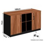 Armário Baixo GOLD Credenza ESPECIAL – 1,60×0,72×0,45m NOGALSEVILHA / PRETO – 23502 MÓVEIS PRECITO Linha 40 mm 6