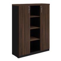 Armário Alto Credenza com Nicho 1,60×1,20×0,45m MARSALA / PRETO – 51018 MÓVEIS PRECITO Linha 30 mm