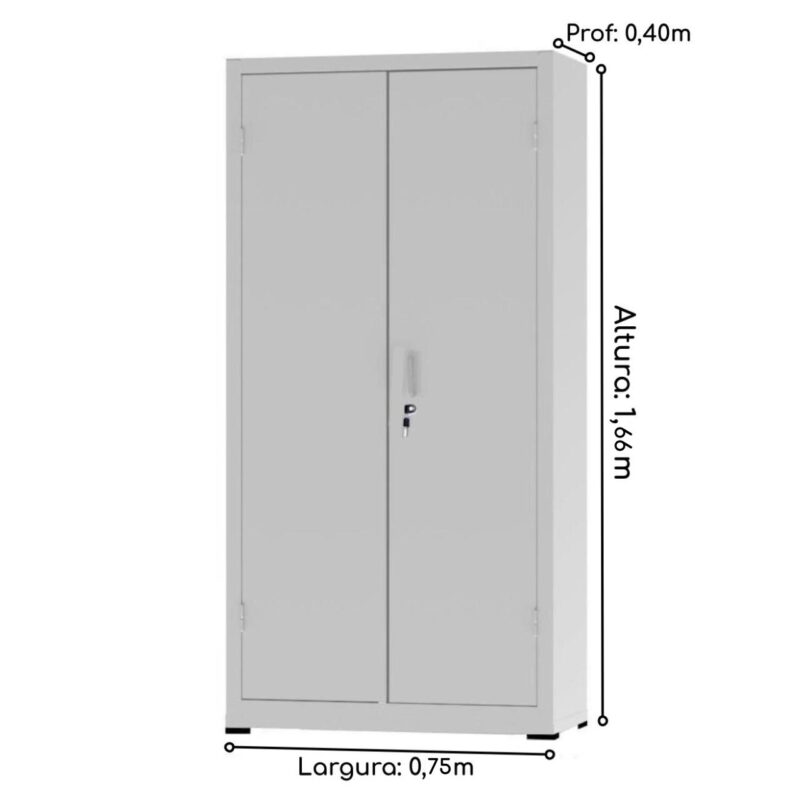 Armário de Aço c/ 02 portas – PA 75 – 1,66×0,75×0,32m – CHAPA # 26 – NOBRE – 12121 MÓVEIS PRECITO Armário de Aço 3