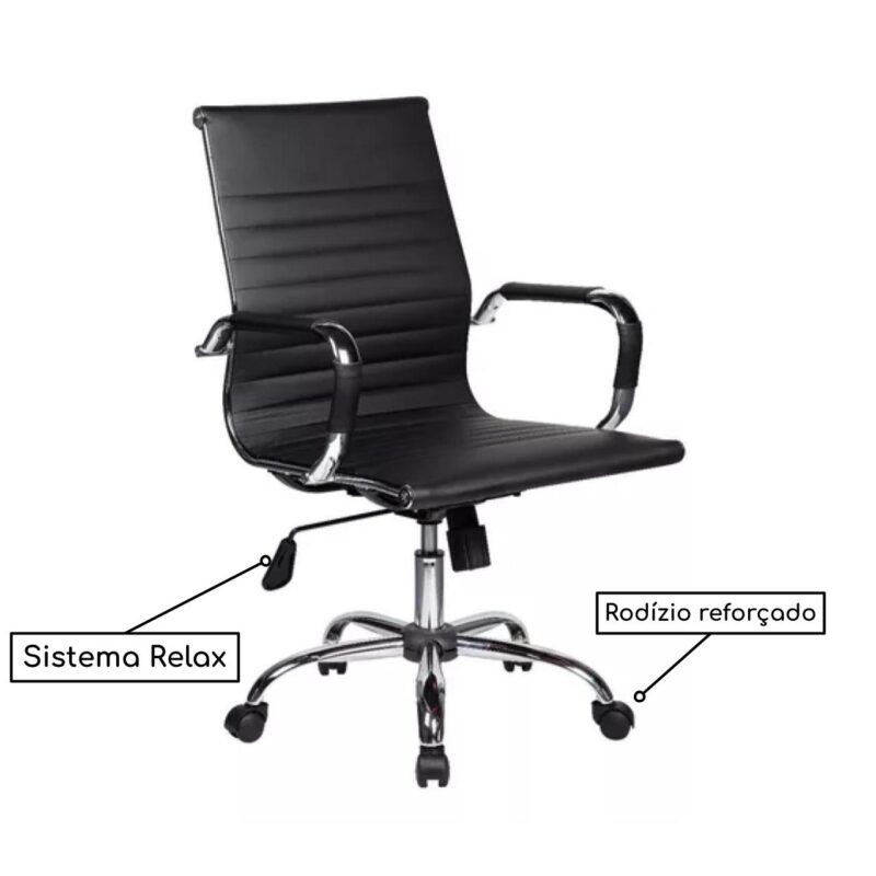 Cadeira DIRETOR Charles Eames Esteirinha – PRETO – PMD – 32887 MÓVEIS PRECITO Diretor 5