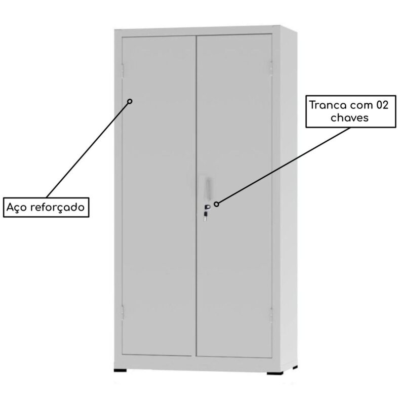 Armário de Aço c/ 02 portas – PA 75 – 1,66×0,75×0,32m – CHAPA # 26 – NOBRE – 12121 MÓVEIS PRECITO Armário de Aço 4