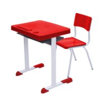 Kit Escolar Individual – (Mesa e Cadeira) – JUVENIL 06 a 09 Anos COR VERMELHO – 41082 MÓVEIS PRECITO Conjunto Escolar