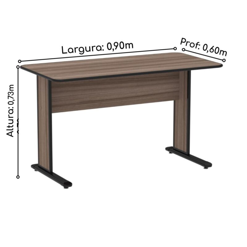 Mesa Escritório 0,90×0,60m – Cor Walnut 44094 MÓVEIS PRECITO JOB 15 mm 3