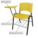 Cadeira Universitária PRANCHETA PLÁSTICA com Porta Livros – Cor Amarelo 32021 MÓVEIS PRECITO Carteira Escolar 7