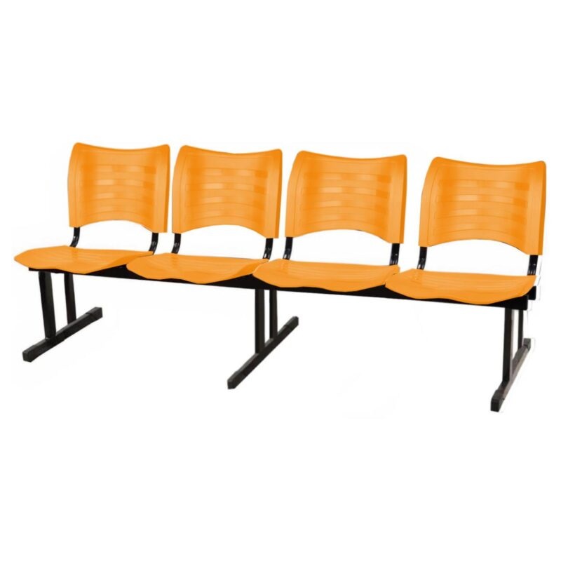 Cadeira Longarina Plástica 04 Lugares – Cor Laranja – MRPLAST - 5079