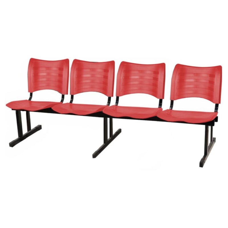 Cadeira Longarina Plástica 04 Lugares – Cor Vermelho – MRPLAST - 5076