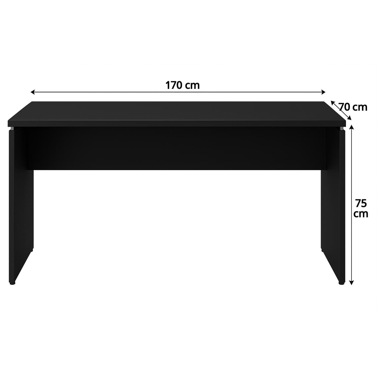 Mesa Escritório 1,70×0,70m – S/ Gavetas – PRETO/PRETO - 1473 - Imagem 2